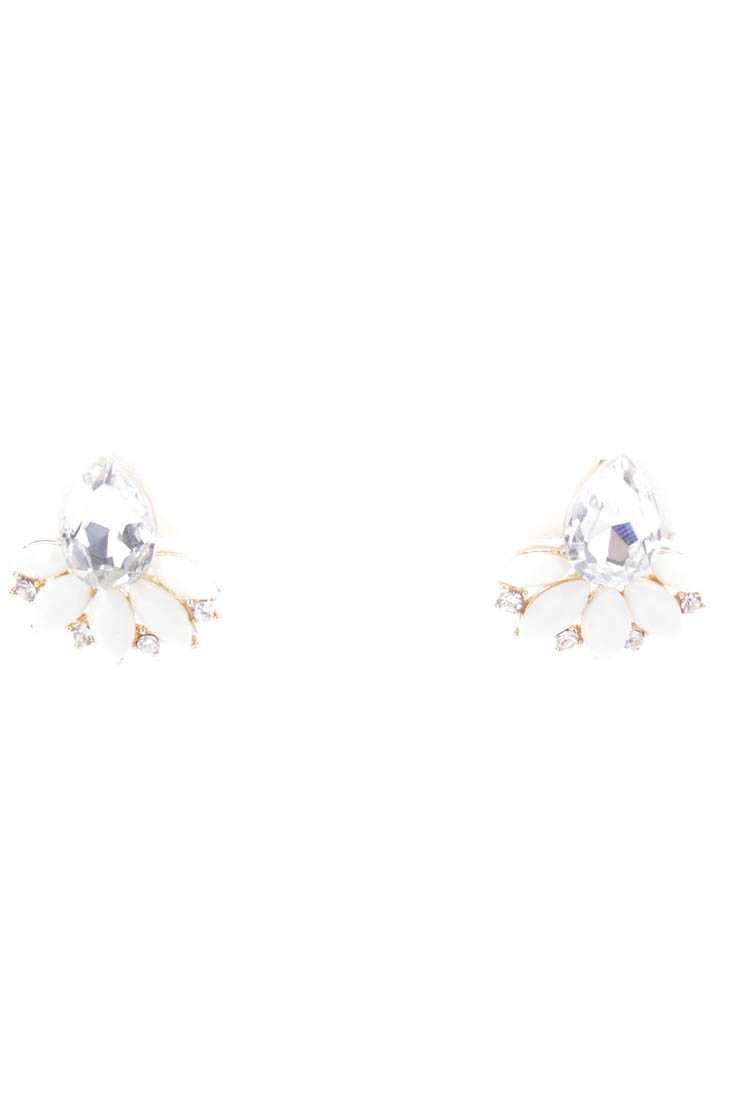 White Faceted Beaded Earrings