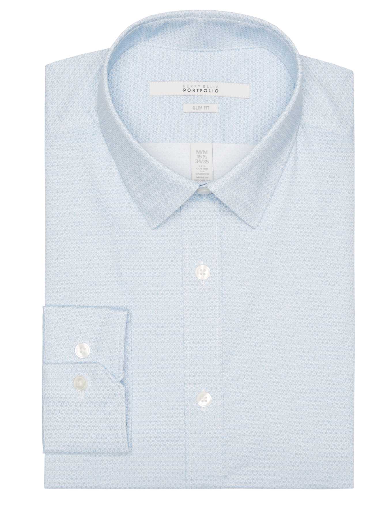 Perry Ellis Slim Fit Tiny Leaf Print Dress Shirt