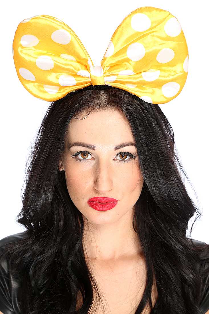 1 PC Yellow Polka Dotted Mouse Ear Headband