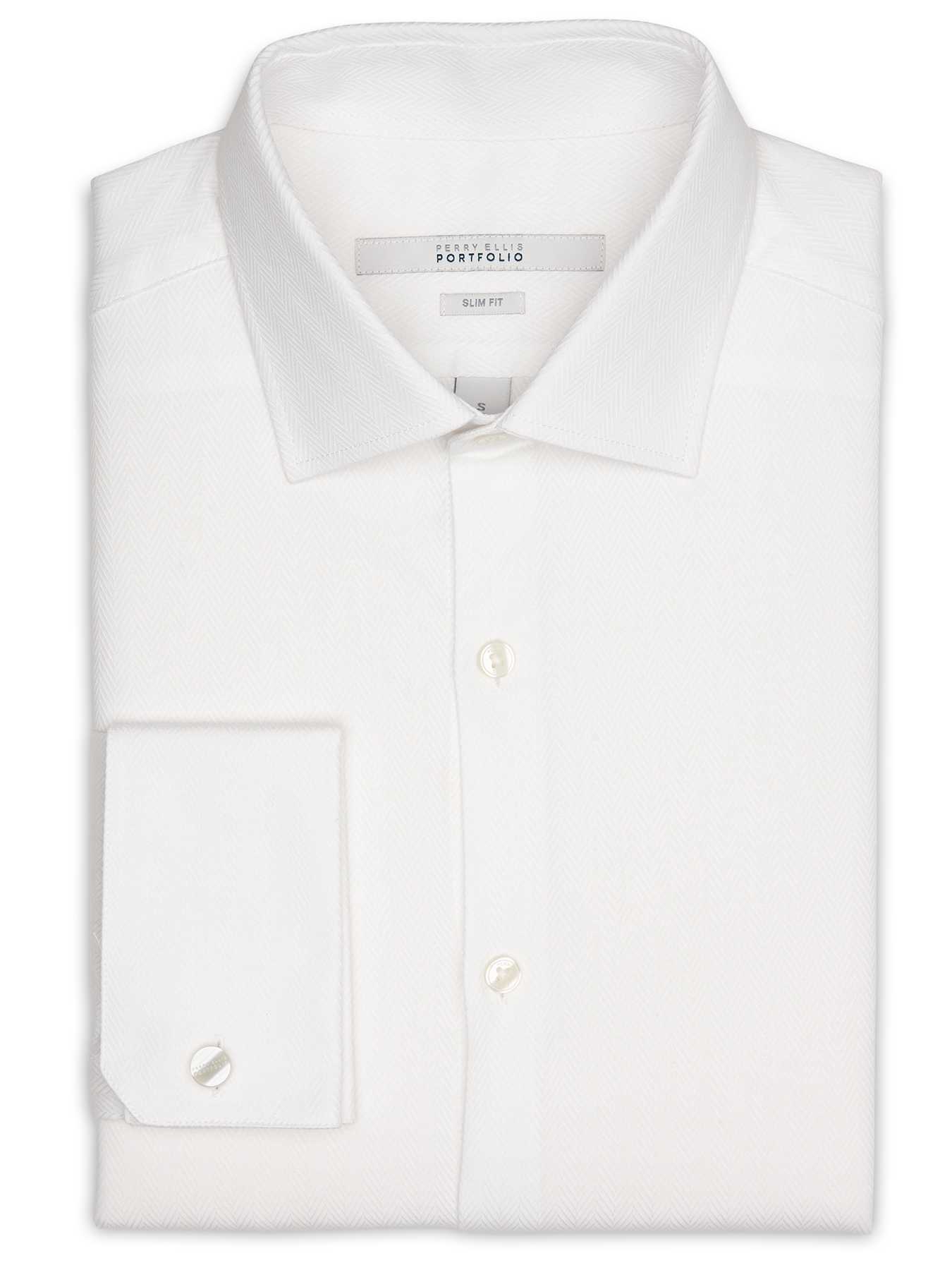Perry Ellis Slim Fit French Cuff Portfolio Dress Shirt