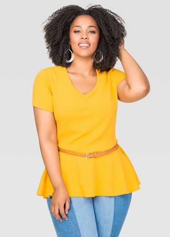 Belted Hi-Lo Peplum Top