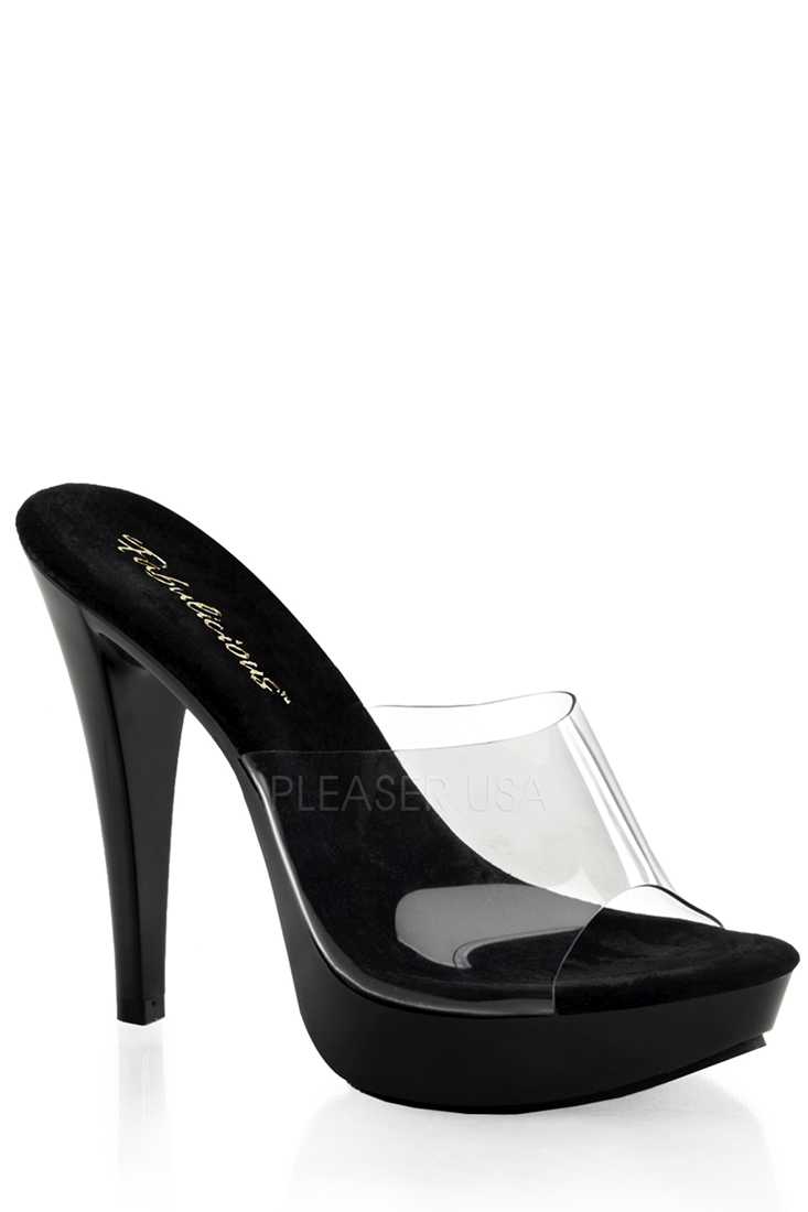 Clear Black Slip On Platform High Heels PVC