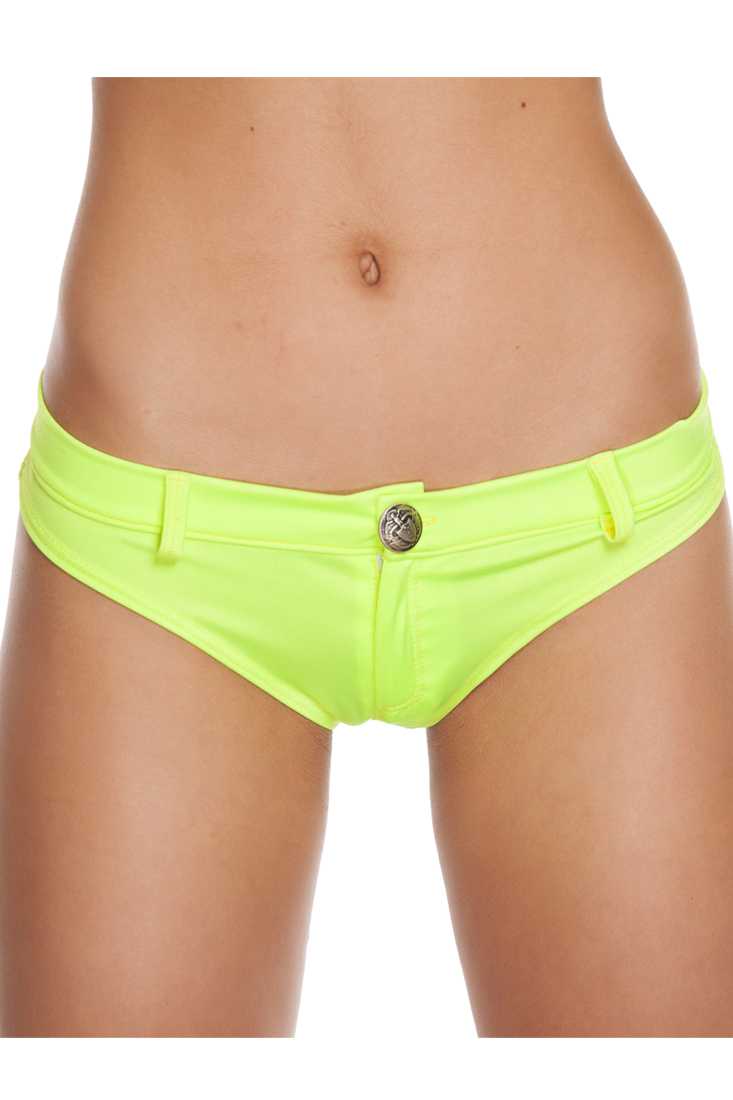 Yellow Front Button Booty Shorts