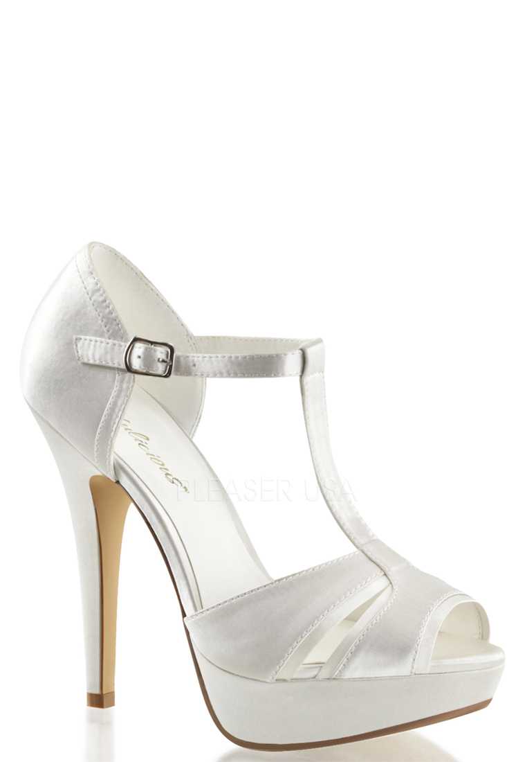 Ivory Peep Toe Strappy High Heels Satin