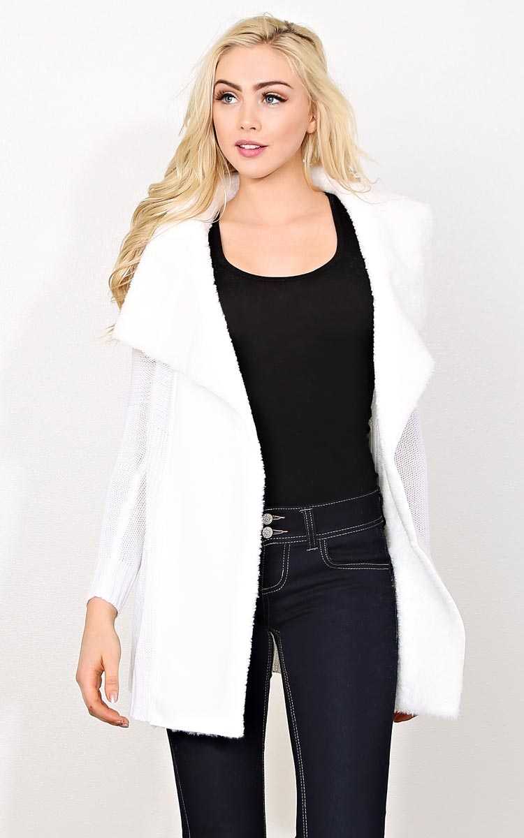 Warm & Fuzzy Sweater Knit Wrap - - Cream in Size by Styles For Less