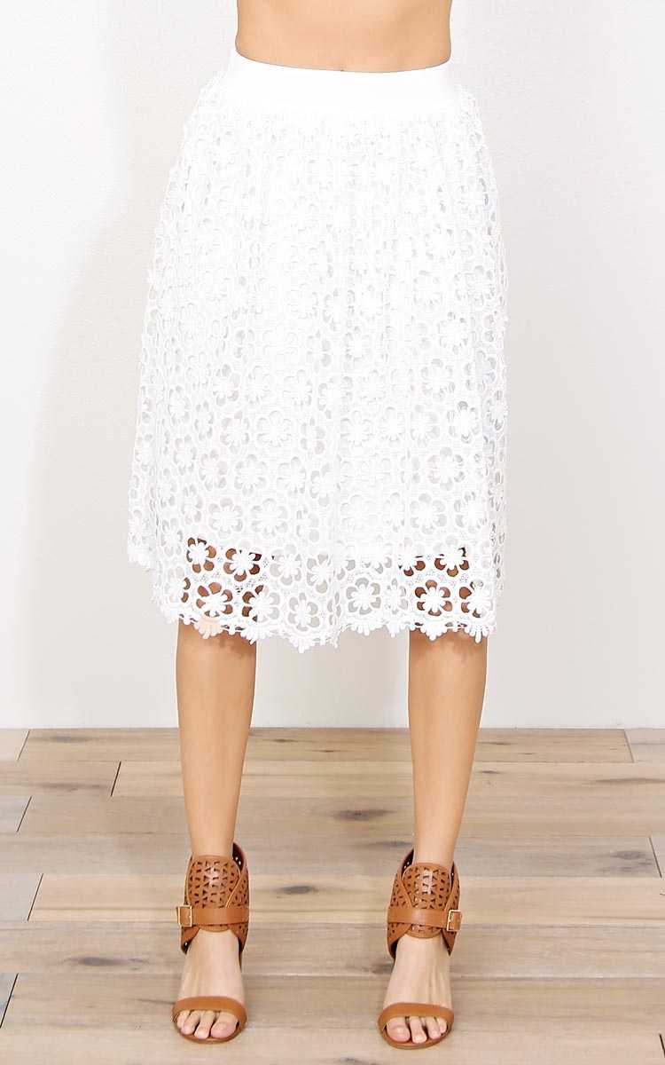 Daisy Crochet Woven Skirt - - Ivry/Natrl in Size by Styles For Less