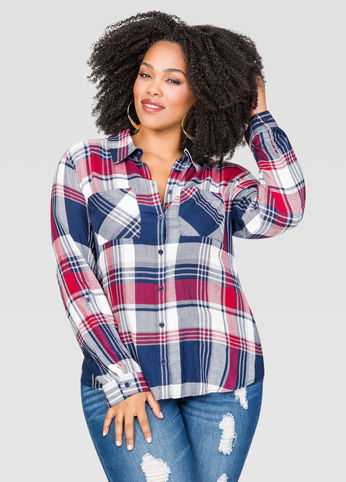 Plaid Button Front Shirt
