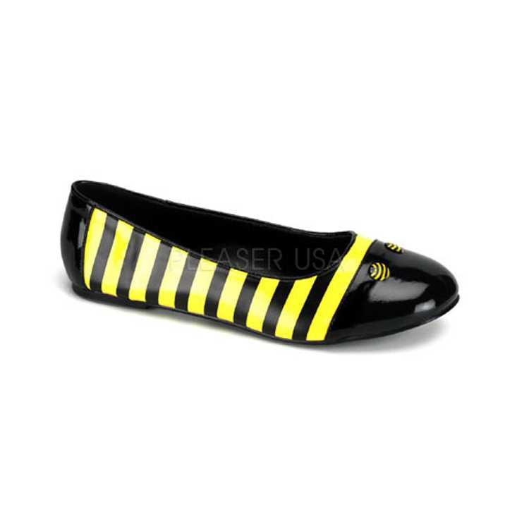 Black Yellow Two Tone Striped Bumble Bee Flats