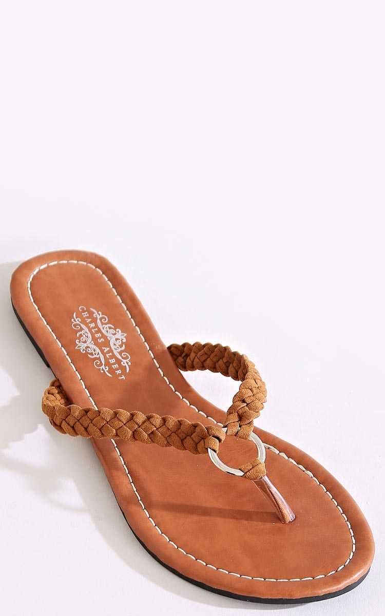 Essential Braided Thong Sandal - Black in Size 7 by Styles For Less