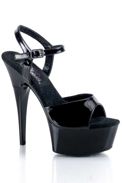 Black Open Toe Ankle Strap Rhinestone High Heels