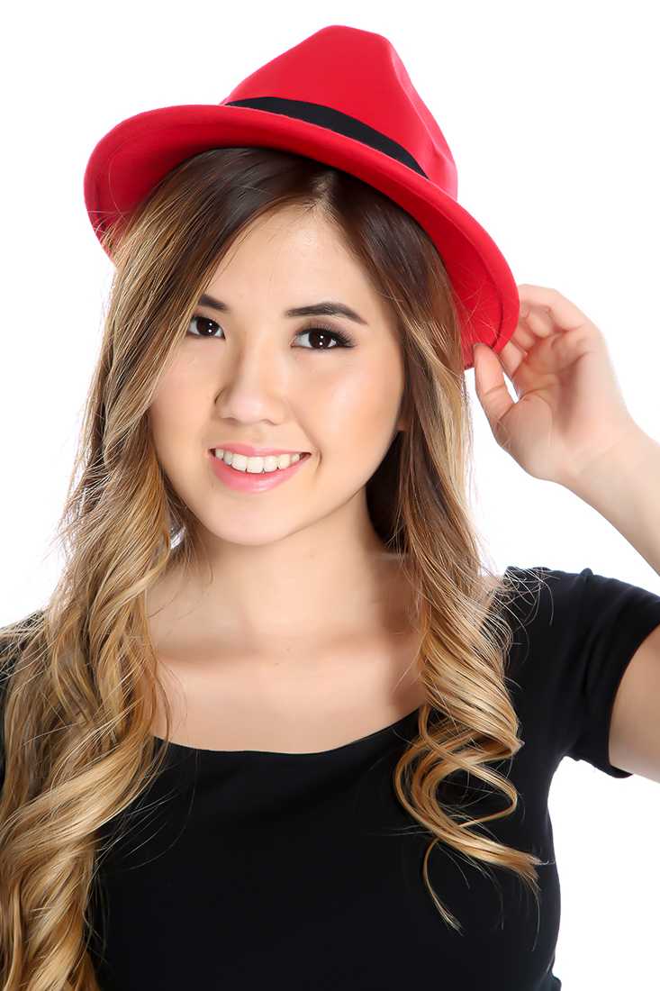 Red Ribbon Trim Fedora Hat