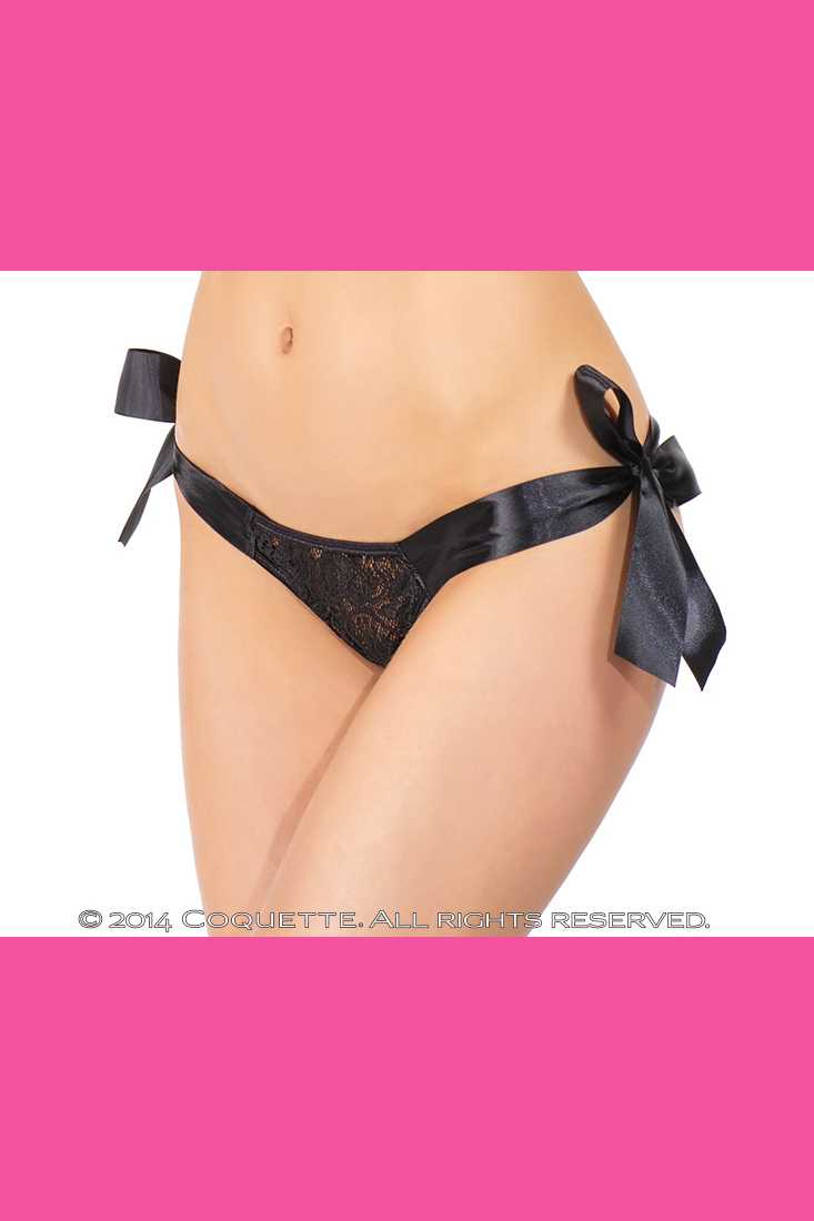 Black Lace Crotchless Panty