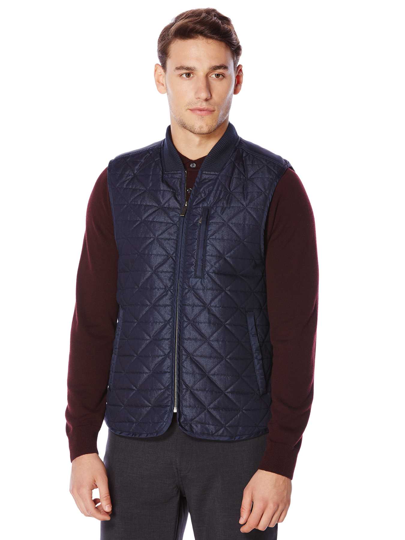 Perry Ellis Quilted Denim Vest