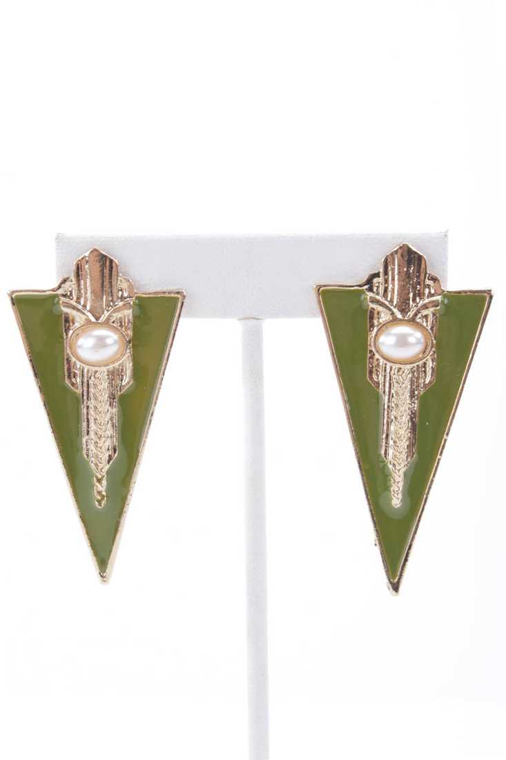 Olive Gold Lacquer Finished High Polish Metal Earrings