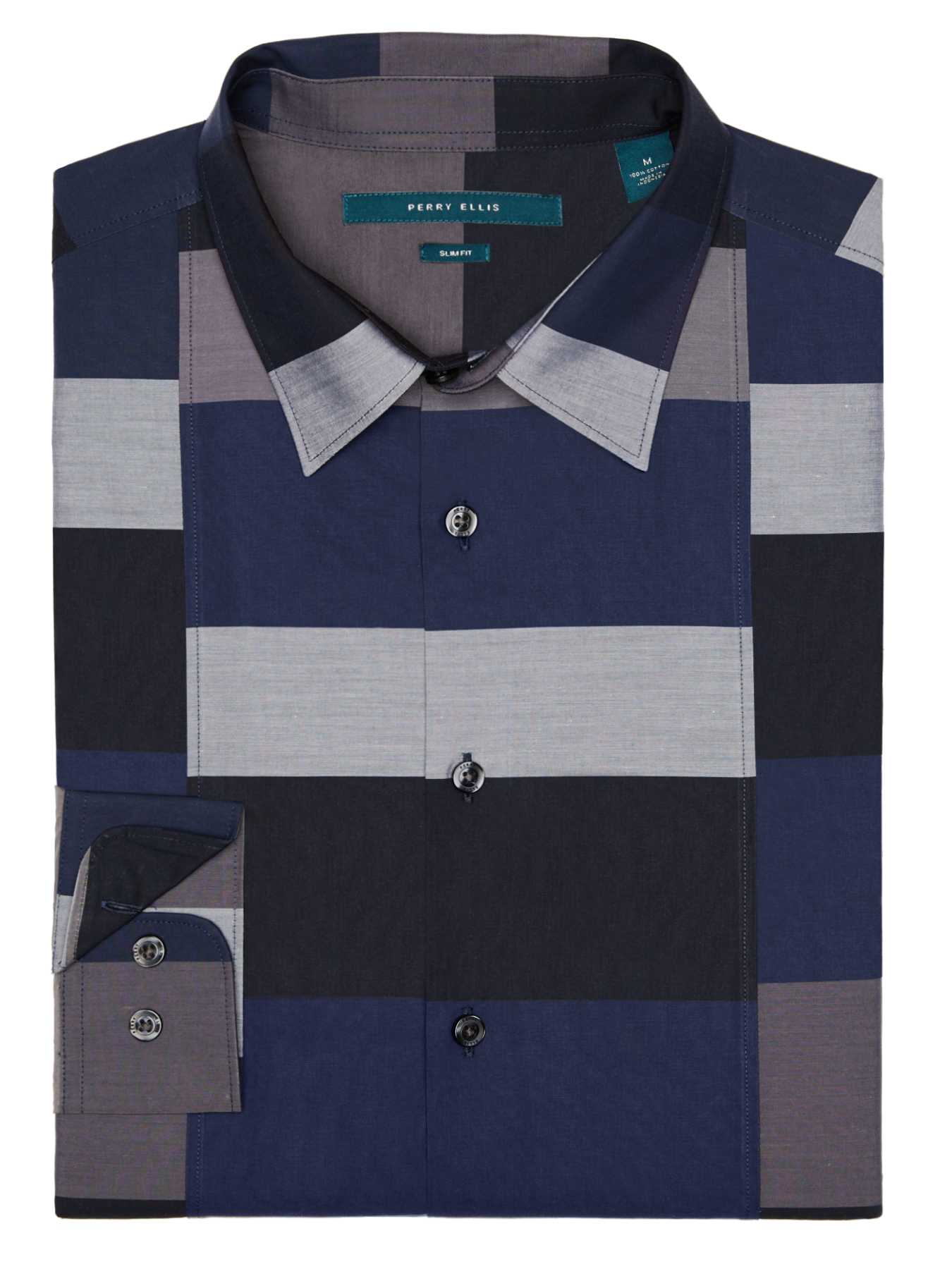Perry Ellis Slim Fit Multicolor Block Stripe Shirt