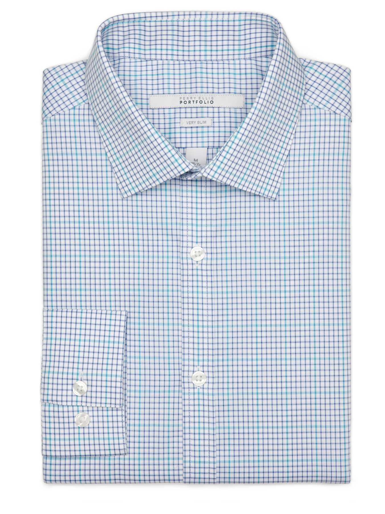 Perry Ellis Very Slim Shadow Grid Portfolio Dress Shirt