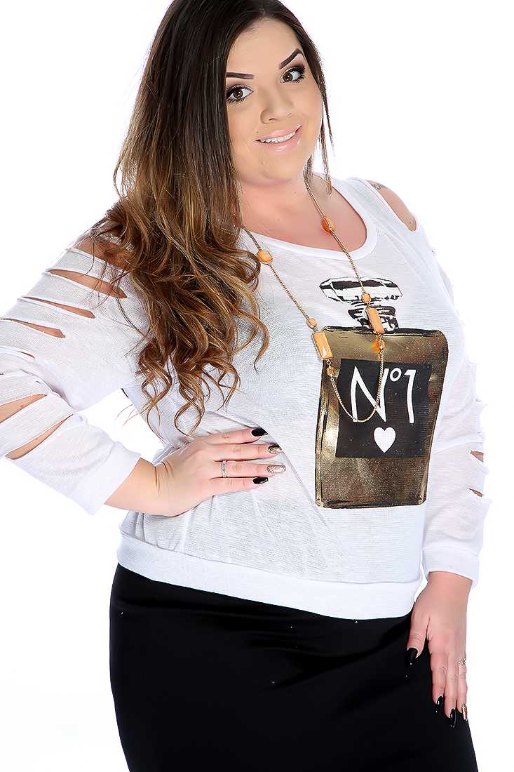 Stylish White Strappy Cutout Long Sleeve Casual Top