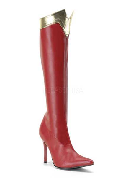Red Gold Faux Leather Sexy Super Hero Boots