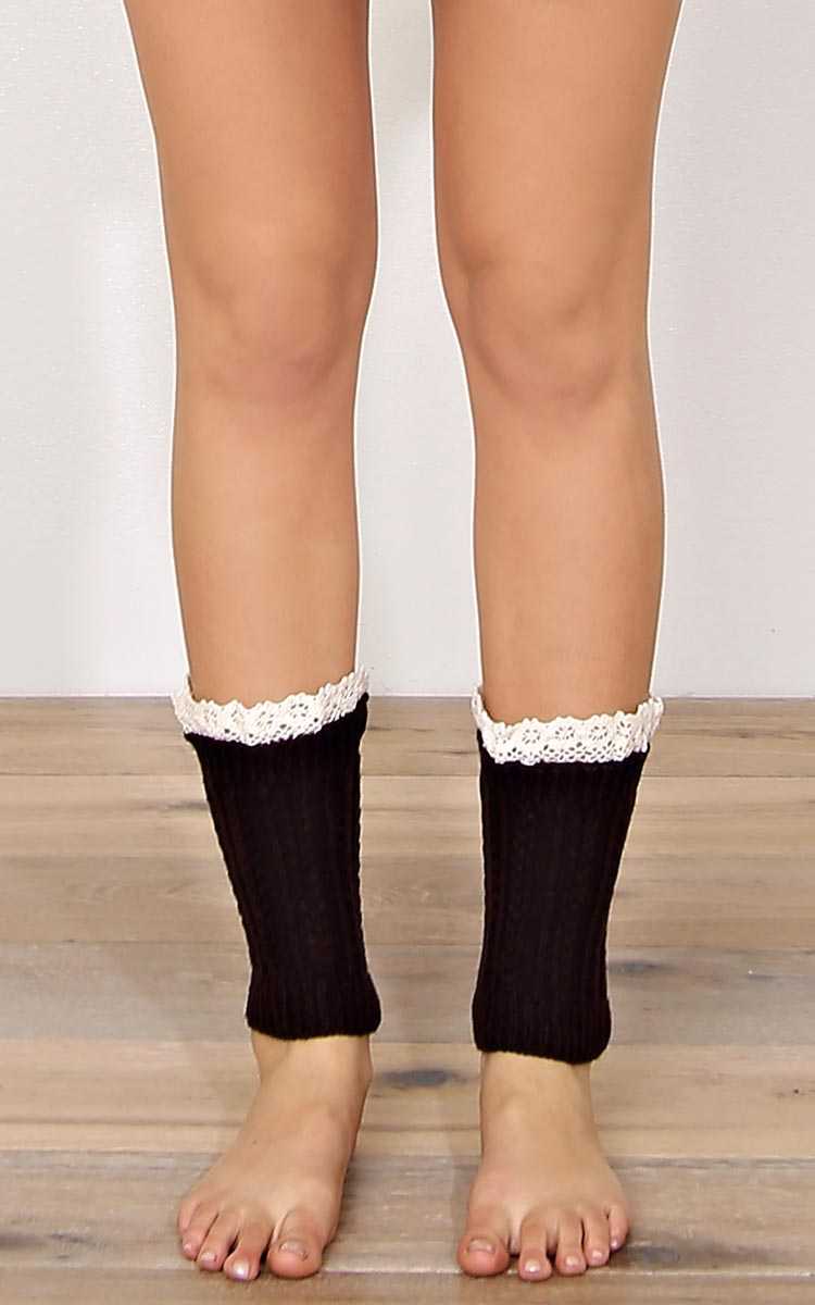 Crisp Air Crochet Trim Leg Warmers - N/S - Stone by Styles For Less