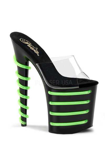 Clear Black Lime Green UV Tube Platform High Heels