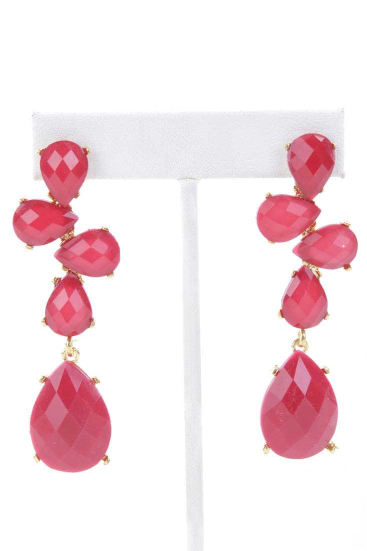 Wine Gold Faceted Beaded Dangle Earrings