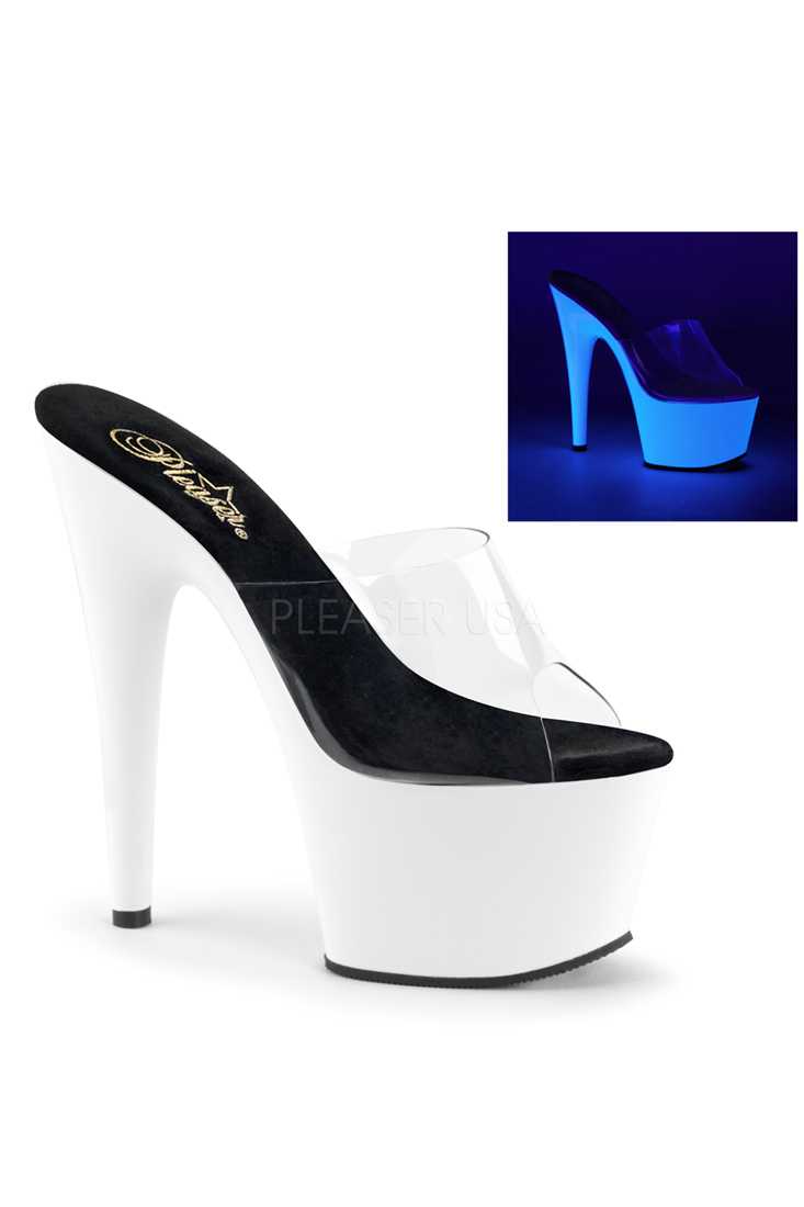 Clear Neon White Slip On Platform High Heels