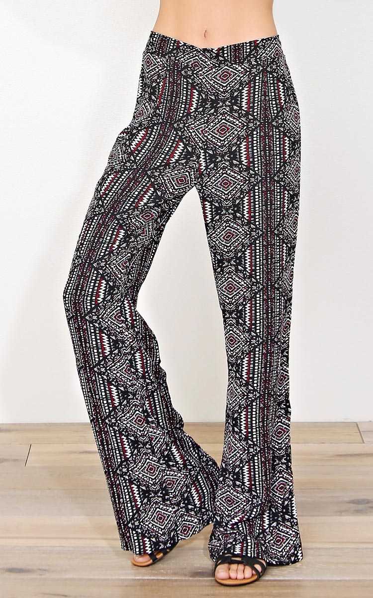 Aztec Skies Woven Palazzo Pants - - Wine Combo in Size by Styles For Less