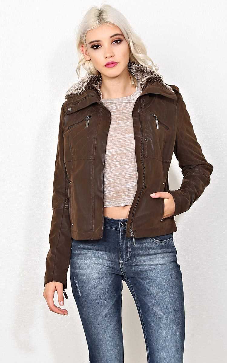 Ready For Take Off Faux Brushed Suede Jacket - MED - Brown in Size Medium by Styles For Less
