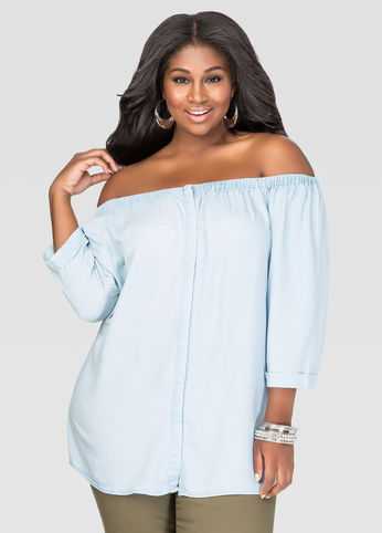 Off-Shoulder Denim Top