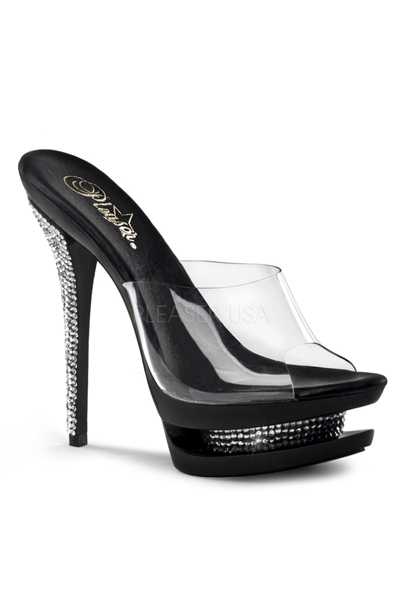 Clear Black Chrome Rhinestone Platform High Heels