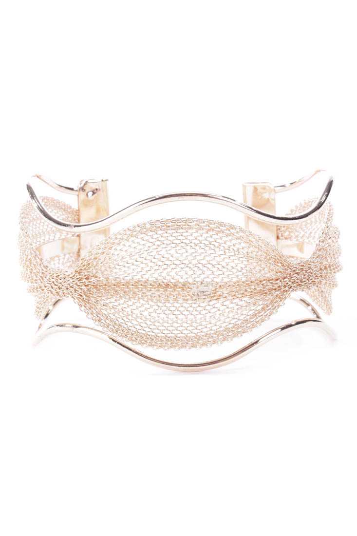 Gold Mesh High Polish Metal Bracelet Cuff