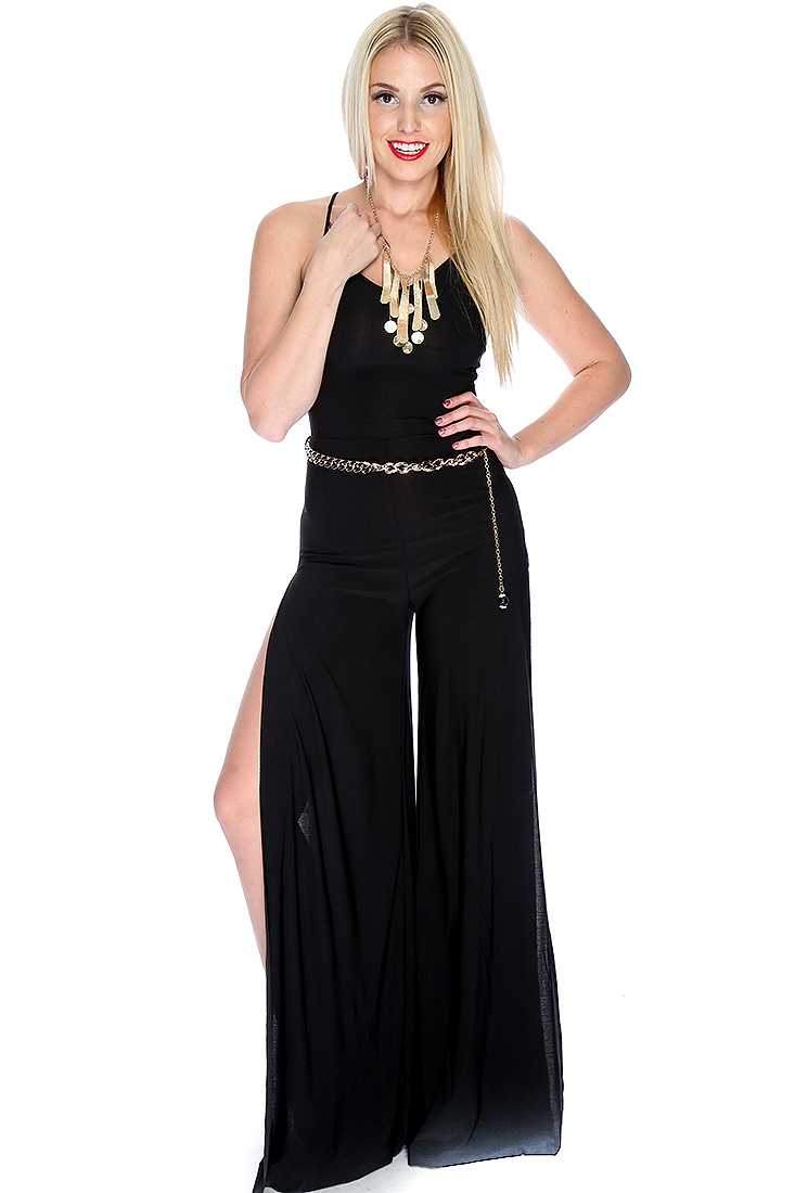 Sexy Black V-neck Cross Side Cut Out Jumpsuit