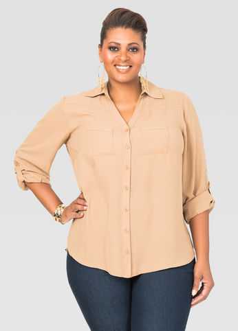 Two Pocket Crepe Blouse