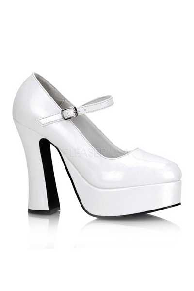 White Patent Faux Leather Maryjane High Heels