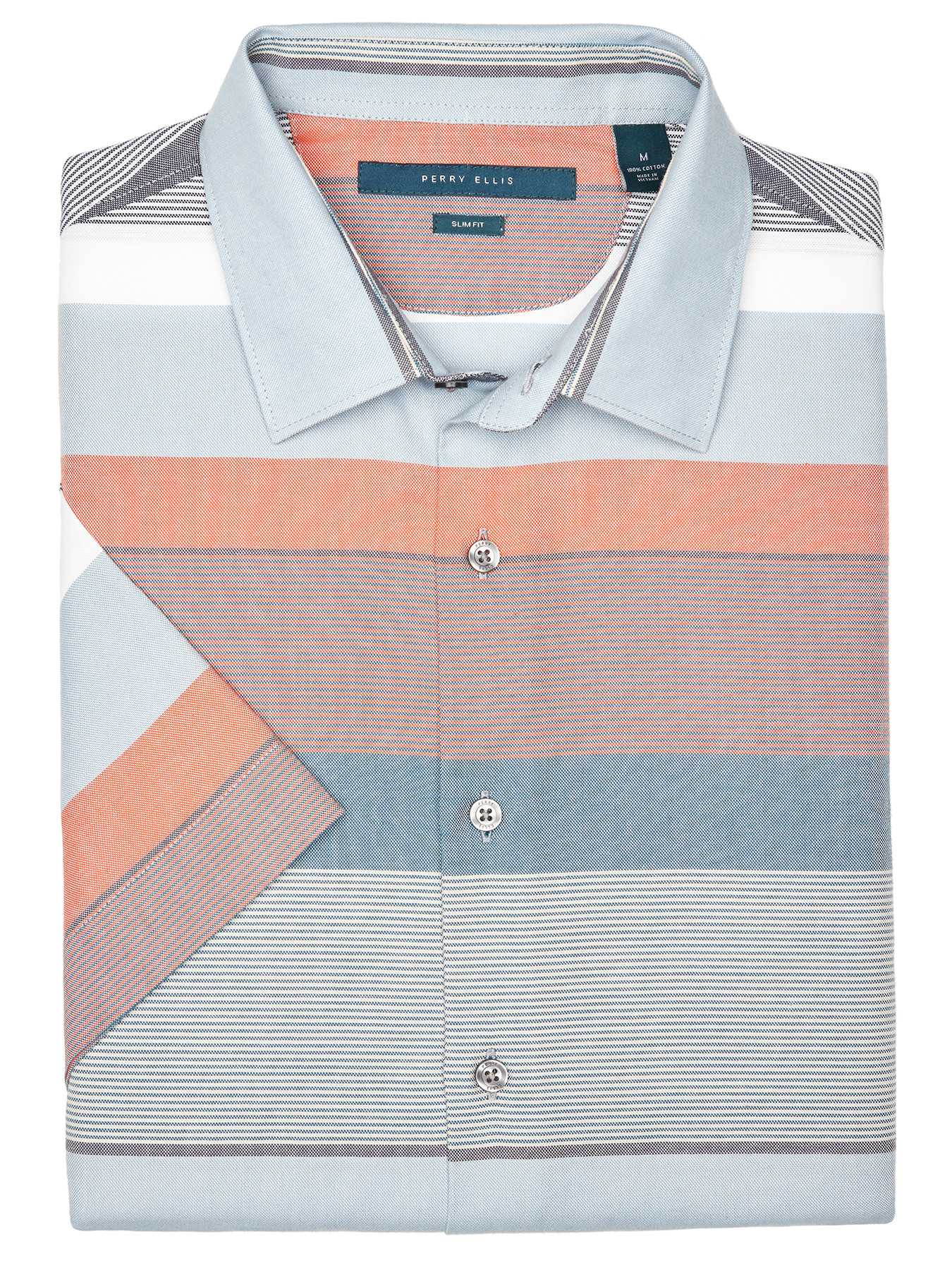 Perry Ellis Engineered Short Sleeve Stripe Shirt