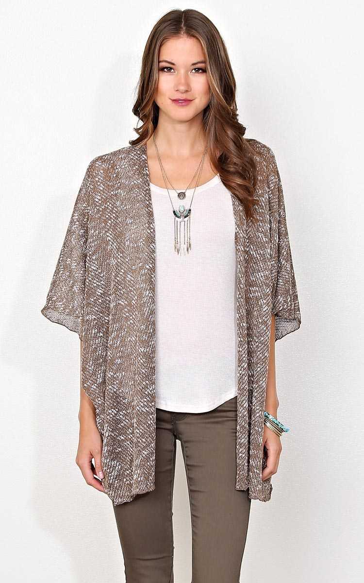 Brown Fallen Leaves Dolman - Taupe Combo in Size S/M by Styles For Less