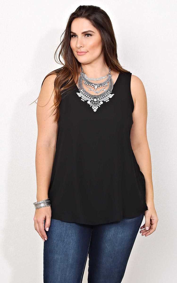 Plus Size Black Basic Swing Tank - Black in Size by Styles For Less