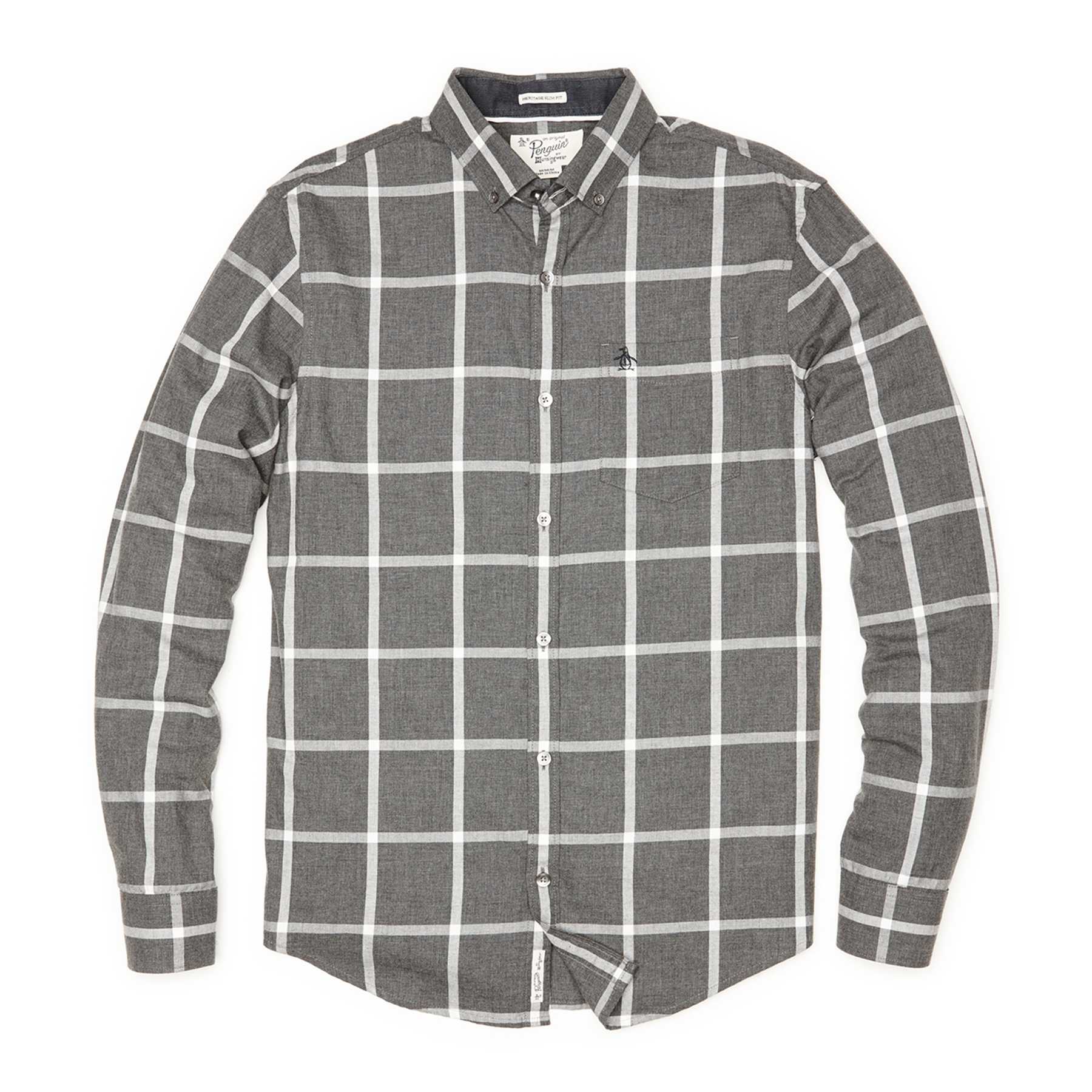 Original Penguin HEATHERED WINDOWPANE BRUSHED COTTON SHIRT