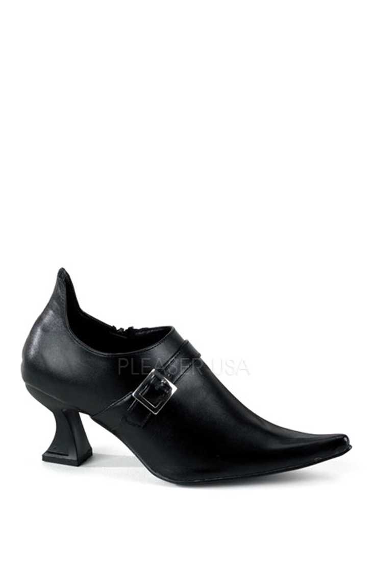 Black Buckled Elf Ankle Booties Faux Leather