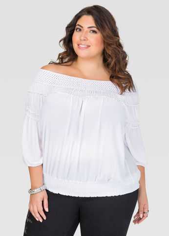 Crochet Off-Shoulder Peasant Top