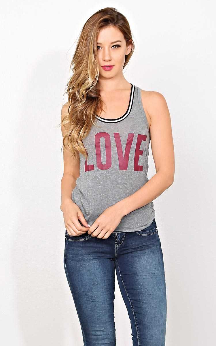 Love is a Sport Knit Tank - - Heather in Size by Styles For Less