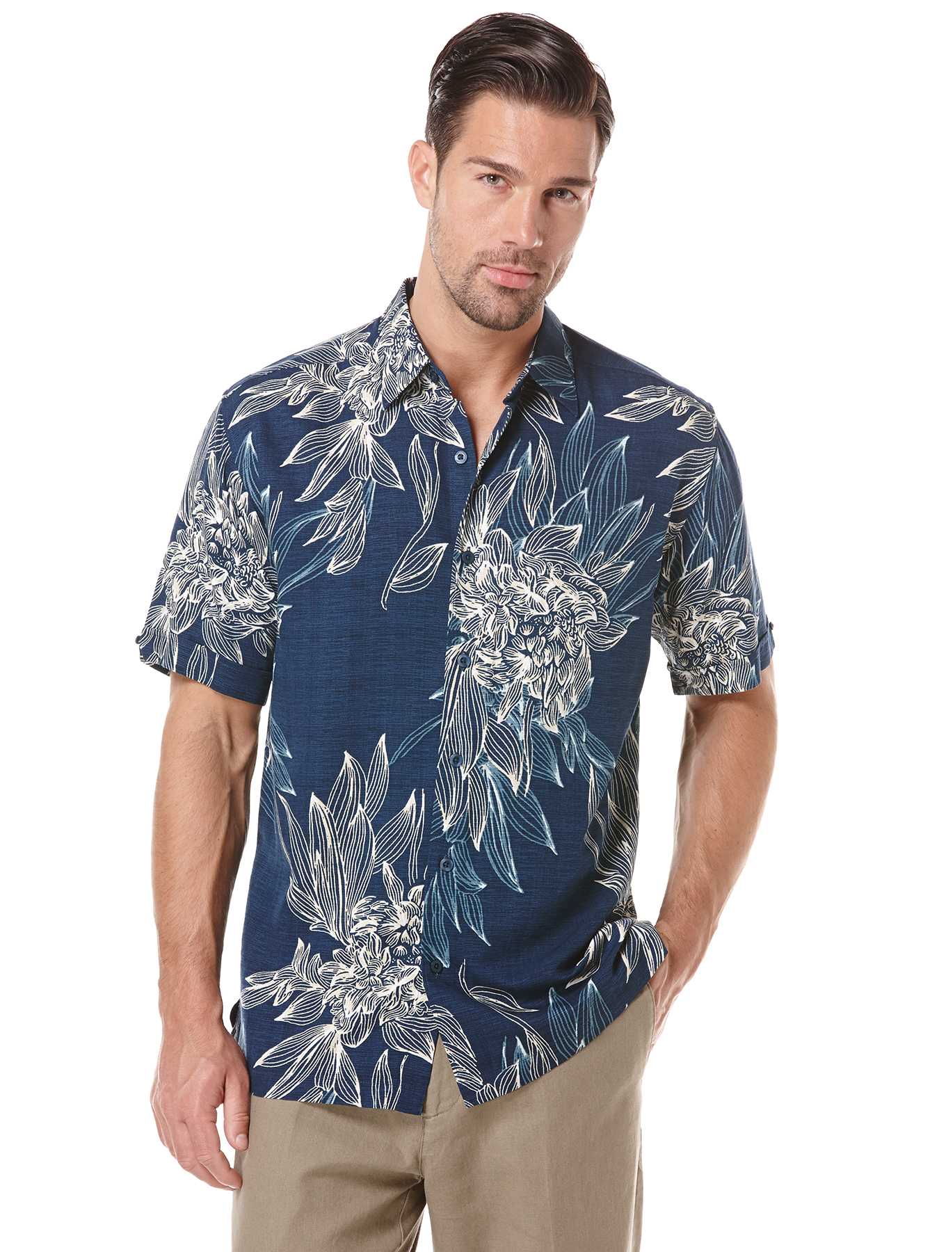 Cubavera Big & Tall Short Sleeve All-Over Tropical Print