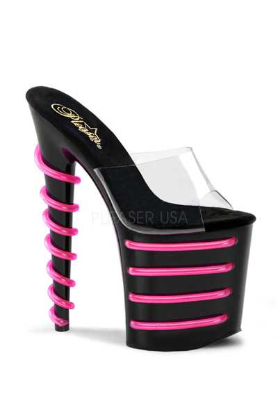 Clear Black Hot Pink UV Tube Platform High Heels