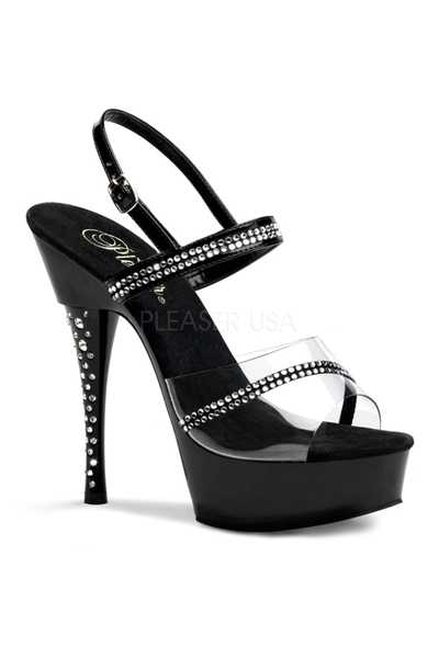 Black Rhinestone Strappy Platform High Heels