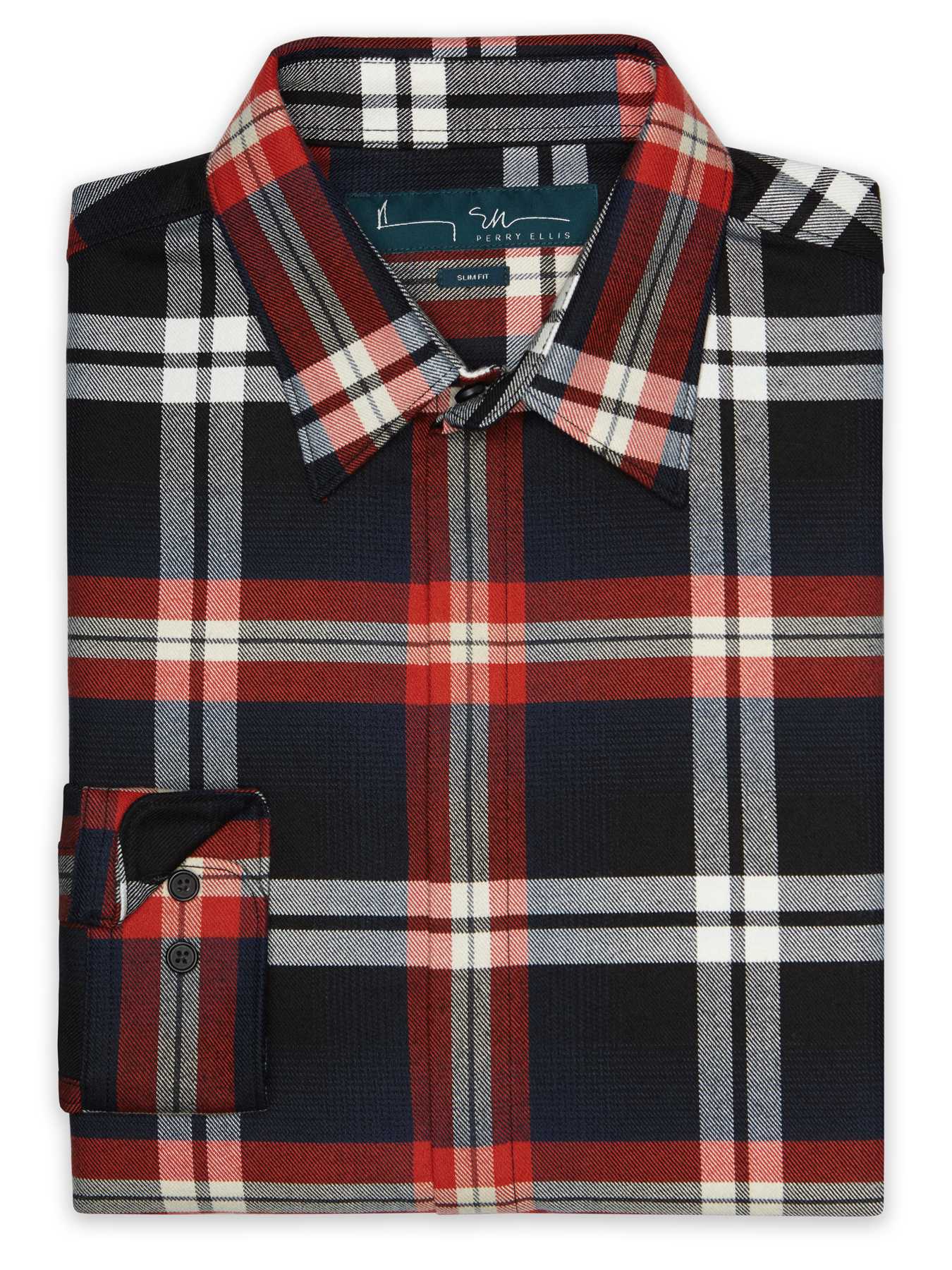 Perry Ellis Slim Fit Long Sleeve Check Shirt