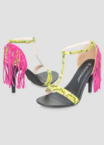 Snake Fringe T-Strap Sandal - Wide Width