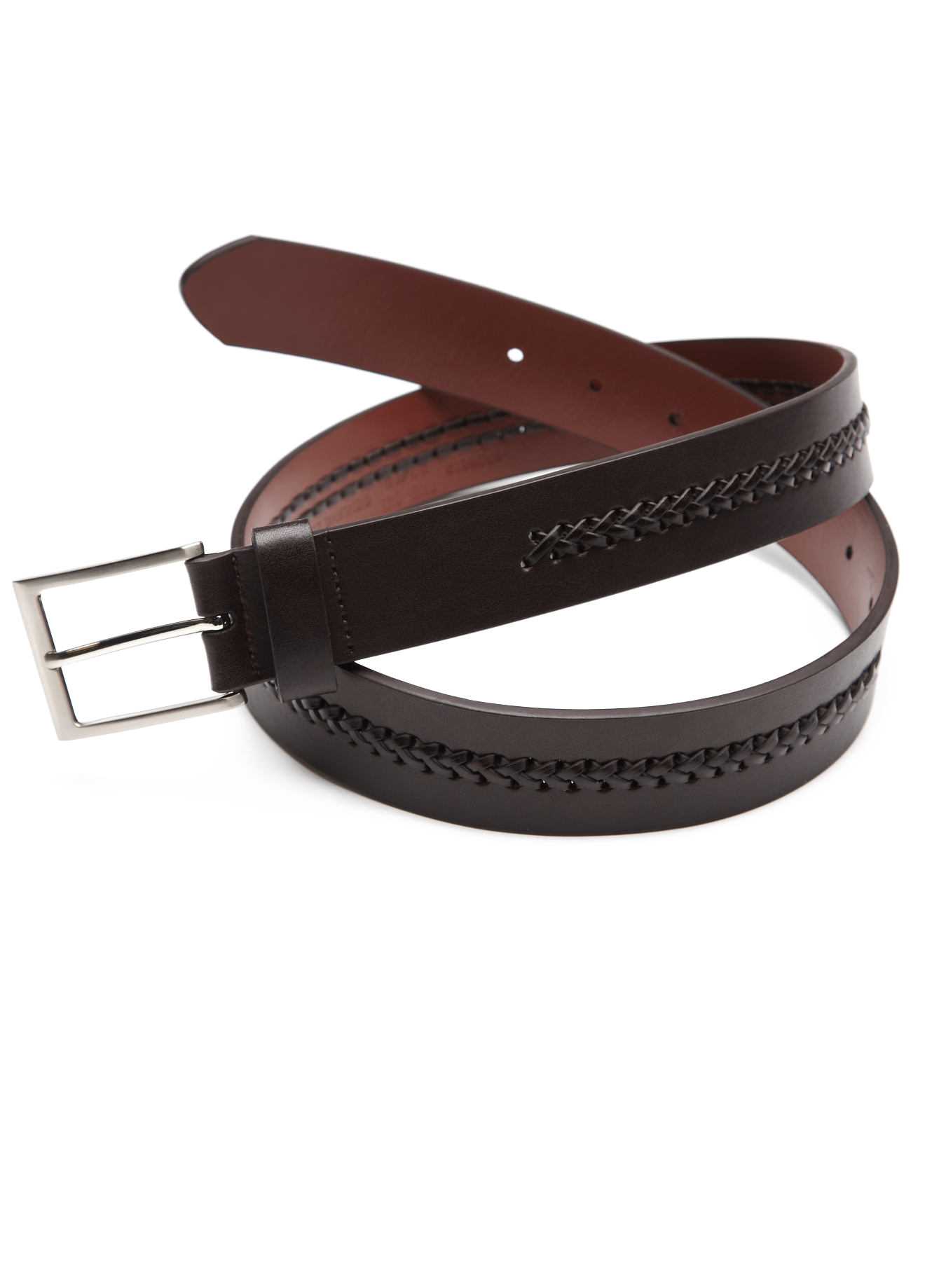 Perry Ellis Center Braided Leather Belt