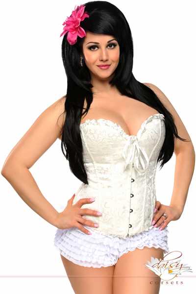 Ivory Plus Size Strapless Brocade Bridal Corset