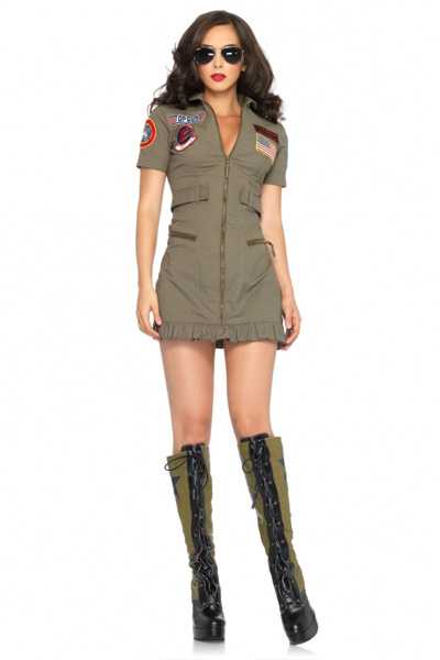 2 PC. Licensed Top Gun Womens Flight Dress Hasbro Costume