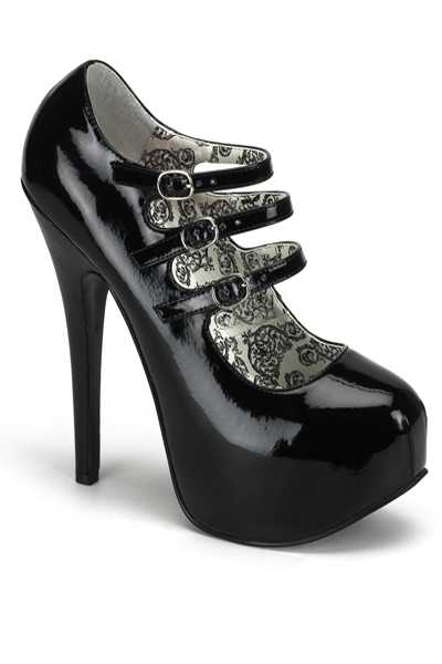 Black Patent 3 buckle straps Platform Pumps High Heels